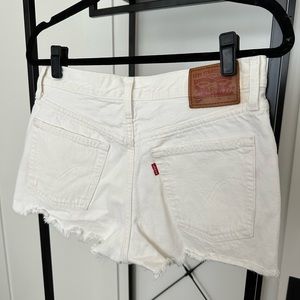 Brand: Levi 501, Size: 28 white jean shorts
